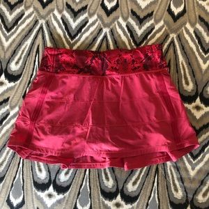 Lululemon Red Snakeskin Skirt with Liner